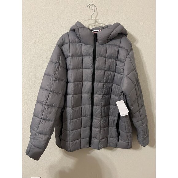 NWT Mens Reebok Gray/Silver Outdoor‎ Hooded Puffer Zipper Jacket Size 2XL - Picture 1 of 4